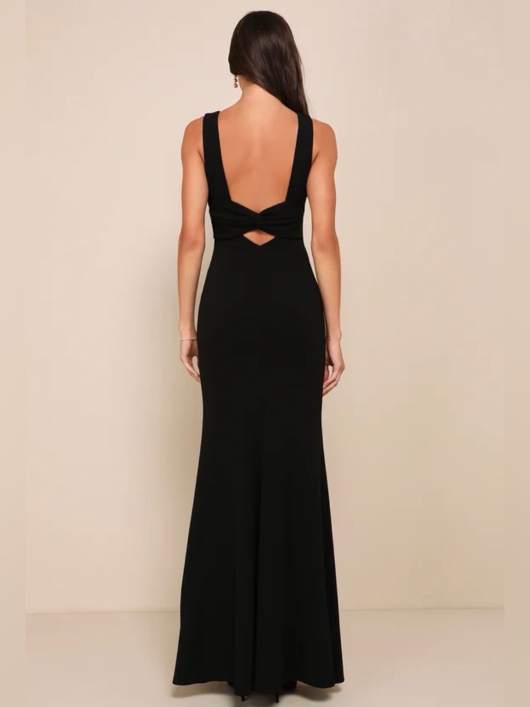 Nwt Lulus Black Sleeveless Evening Gown With Back Cutout Xs